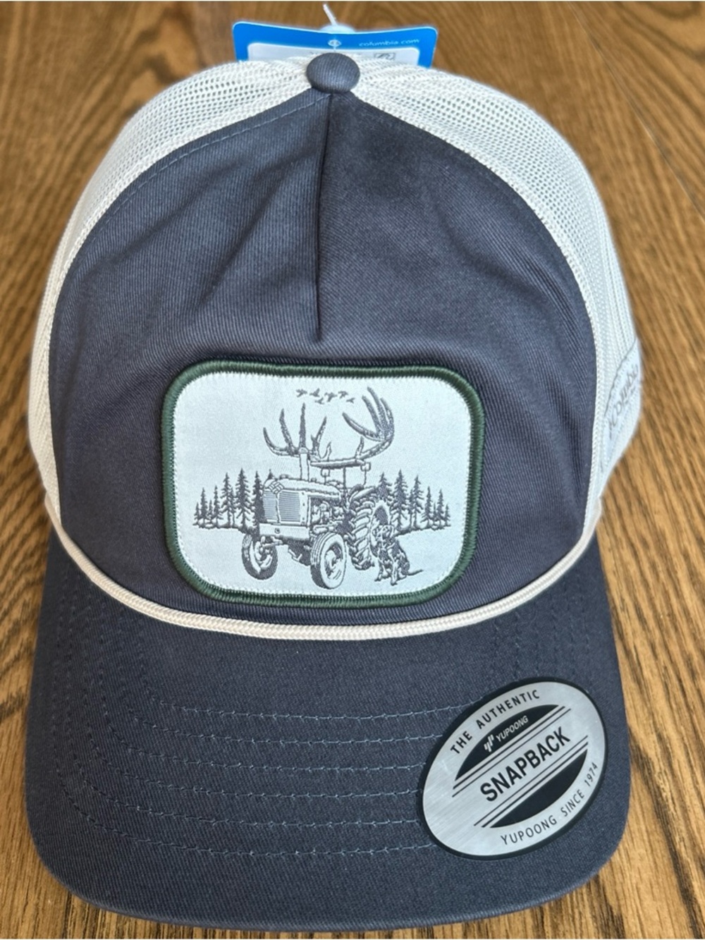 Columbia PHG Performance Hunting Gear Gray & Tan Mesh Snapback Hat Deer/Tractor